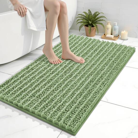 Arotive Luxuriöser Badezimmerteppich, extra weich, dick, saugfähig, zottelig, Chenille, rutschfest, maschinenwaschbar, trocknergeeignet, Badematten für Badezimmerboden, Badewanne und Dusche