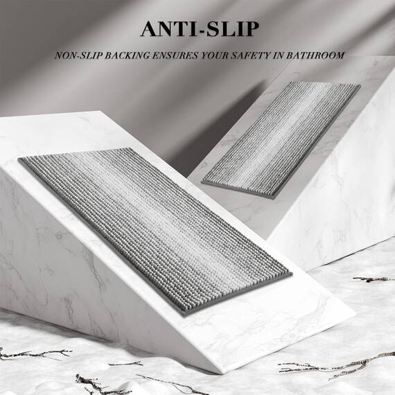 BSICPRO Badezimmerteppiche und -matten-Sets, 2-teiliges saugfähiges Chenille-Badteppich-Set, rutschfest, weich, zottelig, Badezimmer-Fußmatten für Badezimmer, maschinenwaschbar (50,8 x 119,4 cm plus