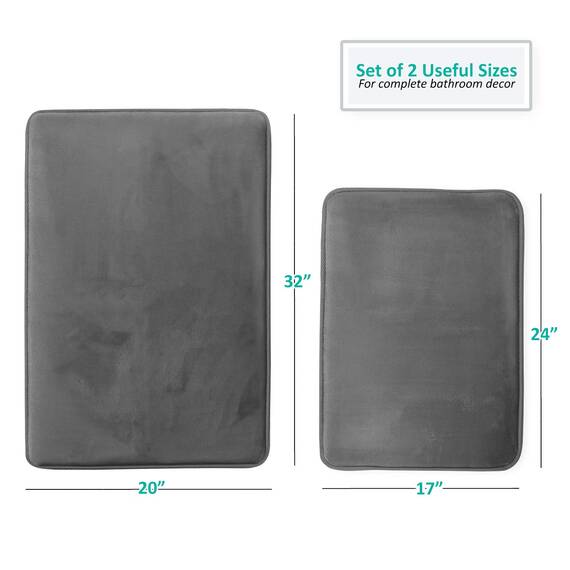 Clara Clark Rutschfester Rückstellschaum Set of 2 - Small/Large grau