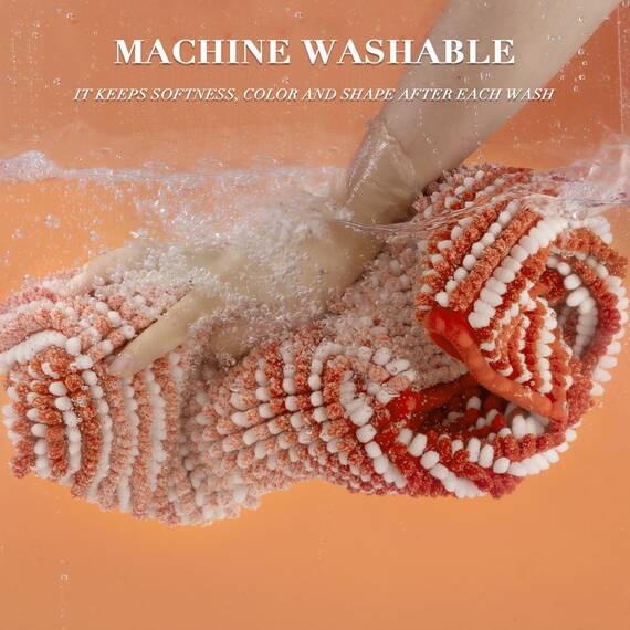 Badezimmerteppiche und -matten, 2-teiliges dickes, saugfähiges Chenille-Badvorleger-Set, rutschfest, weich, zottelig, Badezimmer-Fußmatten für Badezimmer, maschinenwaschbar (Sunset Orange, 50,8 x