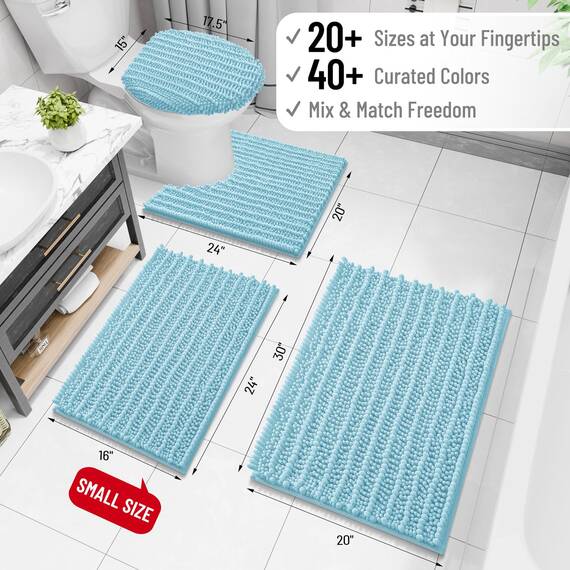 Arotive Luxuriöser Badezimmerteppich, extra weich, dick, saugfähig, zottelig, Chenille, rutschfest, maschinenwaschbar, trocknergeeignet, Badematten für Badezimmerboden, Badewanne und Dusche