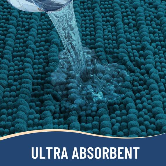 Arotive Luxuriöser Chenille-Badezimmerteppich, extra weich, dick, saugfähig, zottelig, rutschfest, maschinenwaschbar, trocknergeeignet, Plüsch-Badematten für Badezimmer, Dusche und Badewanne, 60 x 24