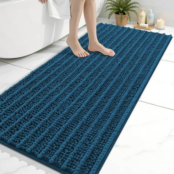 Arotive Luxuriöser Chenille-Badezimmerteppich, extra weich, dick, saugfähig, zottelig, rutschfest, maschinenwaschbar, trocknergeeignet, Plüsch-Badematten für Badezimmer, Dusche und Badewanne, 60 x 24