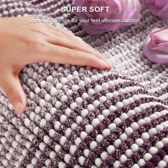 BSICPRO Badezimmerteppiche und -matten, 2-teiliges dickes, saugfähiges Chenille-Badvorleger-Set, rutschfest, weich, zottelig, Badezimmer-Fußmatten für Badezimmer, maschinenwaschbar (Mauve Wine, 50,8 x