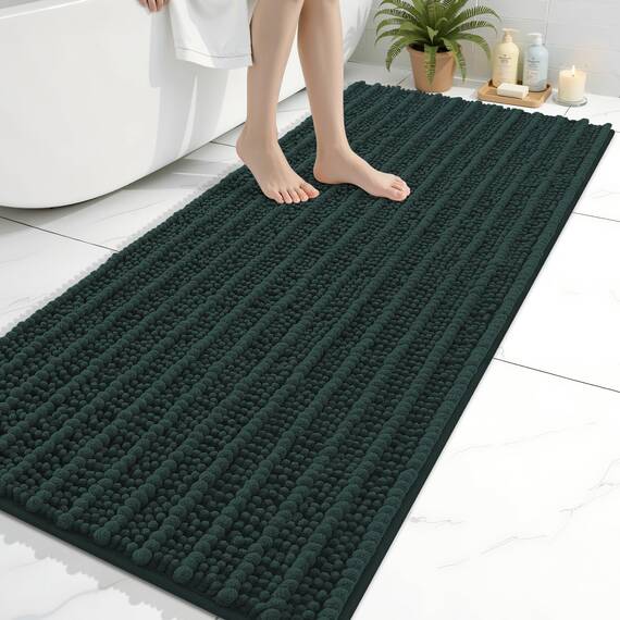 Arotive Luxuriöser Chenille-Badezimmerteppich, extra weich, dick, saugfähig, zottelig, rutschfest, maschinenwaschbar, trocknergeeignet, Plüsch-Badematten für Badezimmer, Dusche und Badewanne, 60 x 24