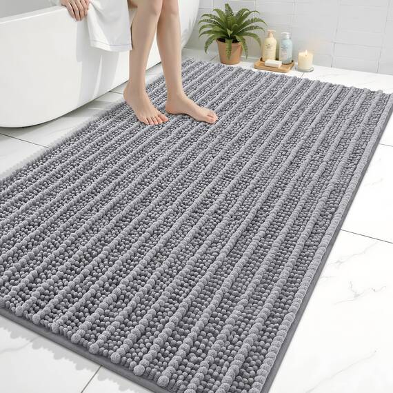Arotive Luxuriöser Badezimmerteppich, extra weich, dick, saugfähig, zottelig, Chenille, rutschfest, maschinenwaschbar, trocknergeeignet, Badematten für Badezimmerboden, Badewanne und Dusche