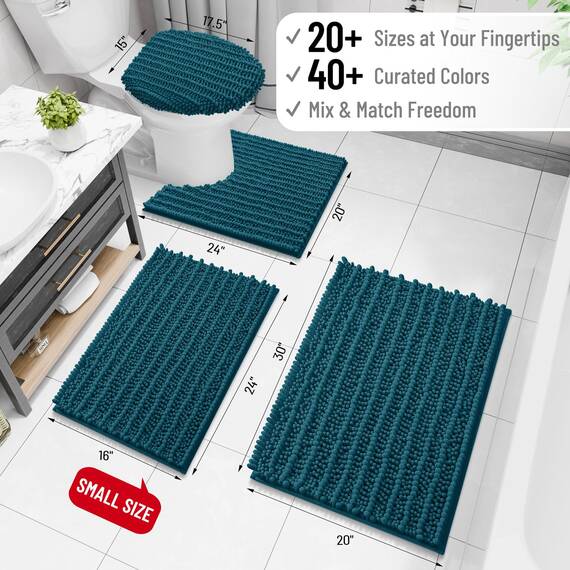 Arotive Luxuriöser Chenille-Badezimmerteppich, extra weich, dick, saugfähig, zottelig, rutschfest, maschinenwaschbar, trocknergeeignet, Plüsch-Badematten für Badezimmer, Dusche und Badewanne, 60 x 24