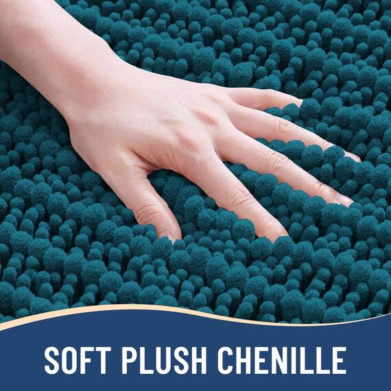 Arotive Luxuriöser Chenille-Badezimmerteppich, extra weich, dick, saugfähig, zottelig, rutschfest, maschinenwaschbar, trocknergeeignet, Plüsch-Badematten für Badezimmer, Dusche und Badewanne, 60 x 24