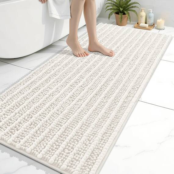 Arotive Luxuriöser Badezimmerteppich, extra weich, dick, saugfähig, zottelig, Chenille, rutschfest, maschinenwaschbar, trocknergeeignet, Badematten für Badezimmerboden, Badewanne und Dusche