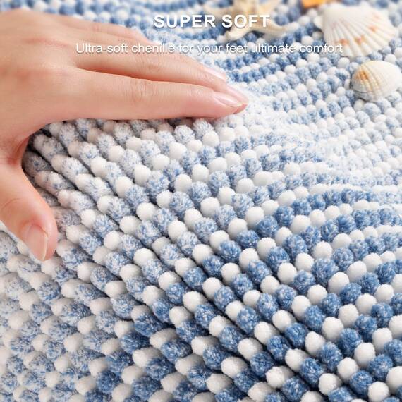 BSICPRO Badezimmerteppiche und -matten, dick, saugfähig, Chenille, Badematten-Set, rutschfest, weich, zottelig, für Badezimmer, maschinenwaschbar (Himmelblau, 50,8 x 81,3 cm plus 40,6 x 61 cm)