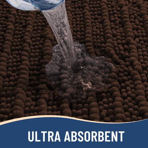 Arotive Luxuriöser Chenille-Badezimmerteppich, extra weich, dick, saugfähig, zottelig, rutschfest, maschinenwaschbar, trocknergeeignet, Plüsch-Badematten für Badezimmer, Dusche und Badewanne, 60 x 24