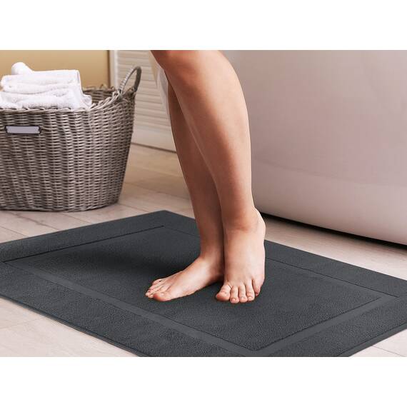 Utopia Towels - 2er Pack groß Badematte Badvorleger (53 x 86 cm) - 100% Baumwolle Frottee -Waschbare Badteppich (Grau)