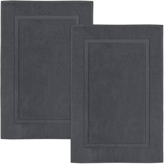 Utopia Towels - 2er Pack groß Badematte Badvorleger (53 x 86 cm) - 100% Baumwolle Frottee -Waschbare Badteppich (Grau)