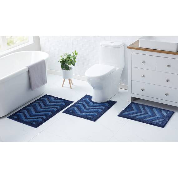 Clara Clark Badezimmer-Zubehör-Set – 23-teiliges Duschvorhang-Set mit Badezimmer-Mülleimer, blaugrünes Badezimmer-Set, Badezimmer-Sets mit Duschvorhang und marineblauen Teppichen