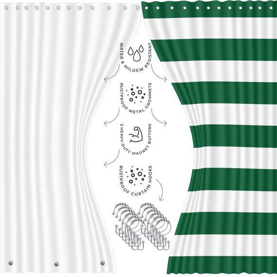 Clara Clark Badezimmer-Zubehör-Set – 23-teiliges Duschvorhang-Set mit Badezimmer-Mülleimer, grünes Badezimmer-Set, Badezimmer-Sets mit Duschvorhang und grünen Teppichen