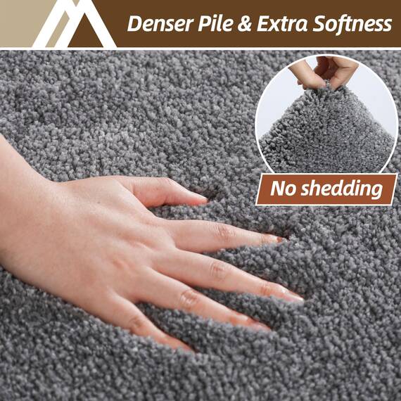 COSY HOMEER Badteppiche für Badezimmer, extra dick – rutschfeste Badematten, weiches Plüschgarn, zottelig, 100 % starkes Mirco-Polyester-Matte, Wohnzimmer, wasserabsorbierend (dunkelgrau, 61x91 cm)