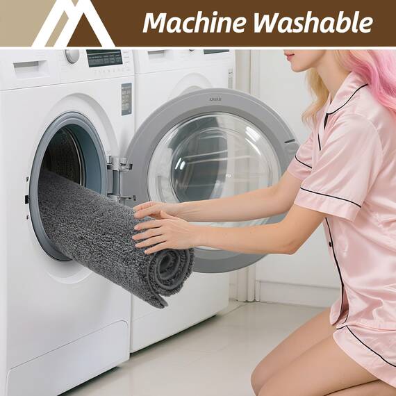 COSY HOMEER Badteppiche für Badezimmer, extra dick – rutschfeste Badematten, weiches Plüschgarn, zottelig, 100 % starke Mirco-Polyester-Matte, Wohnzimmer, wasserabsorbierend (dunkelgrau, 61x121 cm)