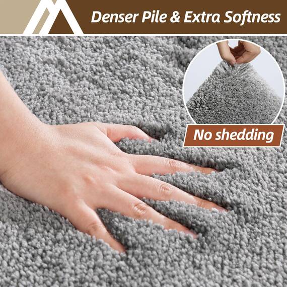 COSY HOMEER Badteppiche für Badezimmer, extra dick – rutschfeste Badematten, weiches Plüschgarn, zottelig, 100 % starke Mirco-Polyester-Matte, Wohnzimmer, wasserabsorbierend (grau, 50.8x81.3 cm)