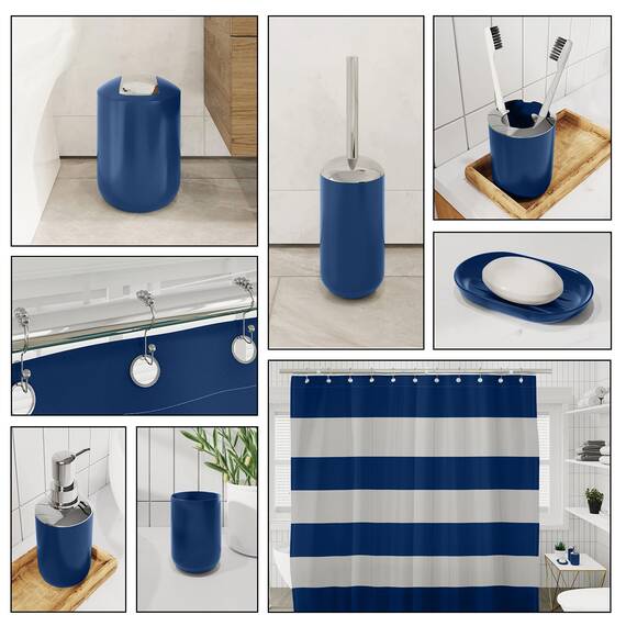 Clara Clark Badezimmer-Set – 23-teiliges Duschvorhang-Set mit Badezimmer-Mülleimer, marineblaues Badezimmer-Set, Badezimmer-Sets mit Duschvorhang und marineblauen Teppichen