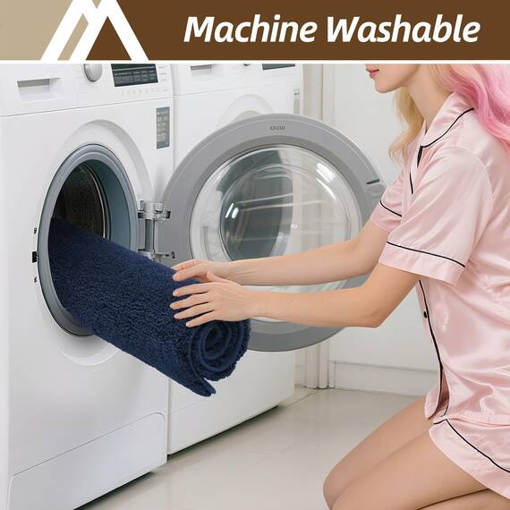 COSY HOMEER Badteppiche für Badezimmer, extra dick, rutschfeste Badematten, weiches Plüschgarn, zottelig, 100 % stark, Mikrofaser-Polyester, Matte, wasserabsorbierend (Marineblau, 61x91 cm)
