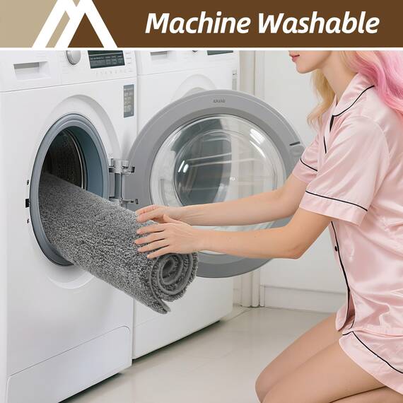 COSY HOMEER Badteppiche für Badezimmer, extra dick – rutschfeste Badematten, weiches Plüschgarn, zottelig, 100 % starkes Mirco-Polyester-Matte, Wohnzimmer, wasserabsorbierend (grau, 61x91 cm)