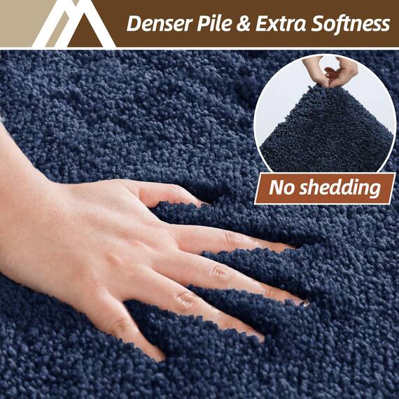 COSY HOMEER Badteppiche für Badezimmer, extra dick, rutschfeste Badematten, weiches Plüschgarn, zottelig, 100 % stark, Mikrofaser-Polyester, Matte, wasserabsorbierend (Marineblau, 61x91 cm)