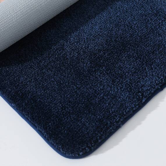COSY HOMEER Badteppiche für Badezimmer, extra dick, rutschfeste Badematten, weiches Plüschgarn, zottelig, 100 % stark, Mikrofaser-Polyester, Matte, wasserabsorbierend (Marineblau, 61x91 cm)