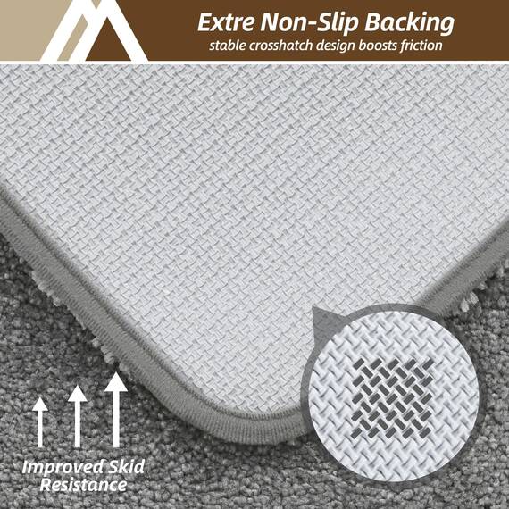COSY HOMEER Badteppiche für Badezimmer, extra dick – rutschfeste Badematten, weiches Plüschgarn, zottelig, 100 % starke Mirco-Polyester-Matte, Wohnzimmer, wasserabsorbierend (grau, 50.8x81.3 cm)