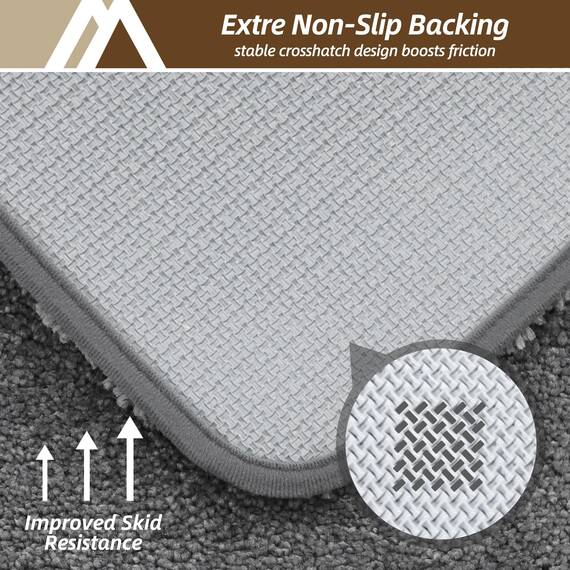 COSY HOMEER Badteppiche für Badezimmer, extra dick – rutschfeste Badematten, weiches Plüschgarn, zottelig, 100 % starke Mirco-Polyester-Matte, Wohnzimmer, wasserabsorbierend (dunkelgrau, 61x121 cm)
