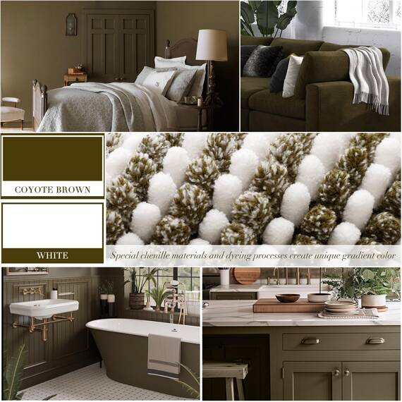 Badezimmerteppiche und -Matten-Sets, 2-teiliges dickes, saugfähiges Chenille-Badvorleger-Set, rutschfest, weich, zottelig, Badezimmer-Fußmatten für Badezimmer, maschinenwaschbar (Kojotenbraun, 50,8 x