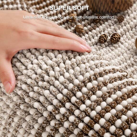BSICPRO Badezimmerteppiche und Matten-Sets, 2-teilig, dick, saugfähig, Chenille-Badematten-Set, rutschfest, weich, zottelig, Badezimmer, maschinenwaschbar (61x177.8 cm plus 50.8x81.3 cm , Braun)