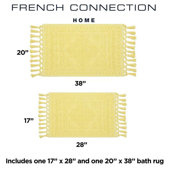 French Connection Nellore Badezimmerteppiche, 2er-Set, gewebte und perlige Badezimmermatten, langlebige Badematte, dicke Badematten für Badezimmer und Duschvorleger, 43,2 x 71,1 cm und 50,8 x 96,5 cm