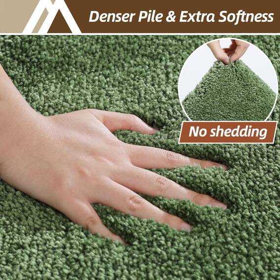 COSY HOMEER Badteppiche für Badezimmer, extra dick, rutschfeste Badematten, weiches Plüschgarn, zottelig, 100 % starke Mirco-Polyester-Matte, Wohnzimmer, wasserabsorbierend (grün, 61x121 cm)