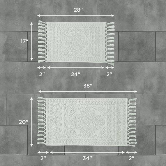 French Connection Nellore Badezimmerteppiche, 2er-Set, gewebte und perlige Badezimmermatten, langlebige Badematte, Dicke Badematten für Badezimmer und Duschvorleger, 43,2 x 71,1 cm und 50,8 x 96,5 cm
