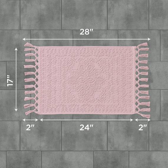 French Connection Nellore Badteppiche, gewebte und perlenbesetzte Badematten, langlebige und dicke Badematten für Badezimmer und Duschvorleger, 43,2 x 71,1 cm, Hellviolett