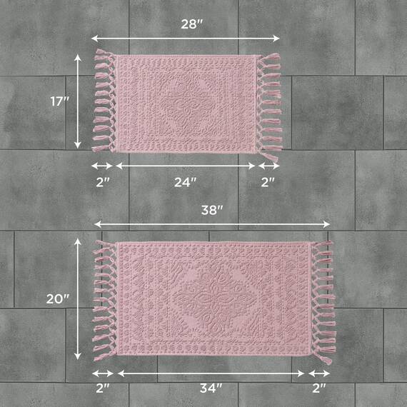 French Connection Nellore Badezimmerteppiche, 2er-Set, gewebte und perlige Badezimmermatten, langlebige Badematte, dicke Badematten für Badezimmer und Duschvorleger, 43,2 x 71,1 cm und 50,8 x 96,5 cm