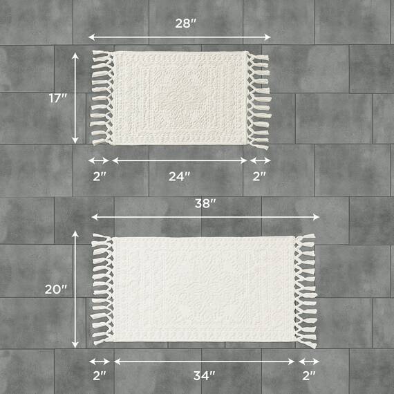 French Connection Nellore Badezimmerteppiche, 2er-Set, gewebte und perlige Badezimmermatten, langlebige Badematte, Dicke Badematten für Badezimmer und Duschvorleger, 43,2 x 71,1 cm und 50,8 x 96,5 cm