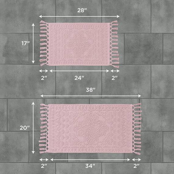 French Connection Nellore Badteppiche, 2er-Set, gewebte und perlenbesetzte Badematten, langlebige und dicke Badematten für Badezimmer und Duschvorleger, 43,2 x 71,1 cm und 50,8 x 96,5 cm, Hellviolett
