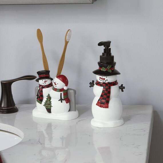 SKL Home Weihnachten/Geschenk Woodland Winter Schneemann Zahnbürstenhalter, Harz, Mehrfarbig, 4" W x 33" L (Pack of 1)