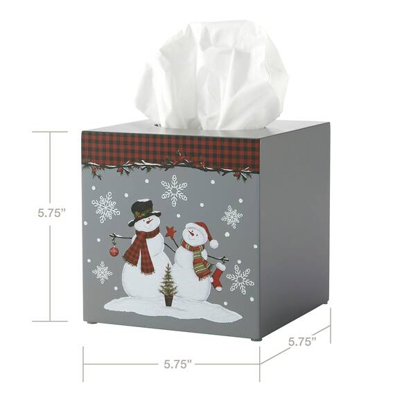 SKL Home Weihnachten/Geschenk Woodland Winter Schneemann Taschentuchbox-Abdeckung, Holz, GRAU, 5" W x 75" L (Pack of 1)