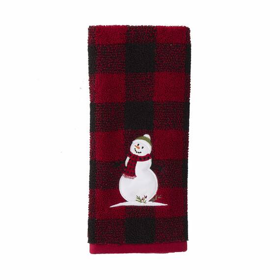 SKL Home Woodland Winter Snowman Handtuch Bad/Küche/Bar & Geschenk, Baumwolle, rot, Hand Towel Set, 2