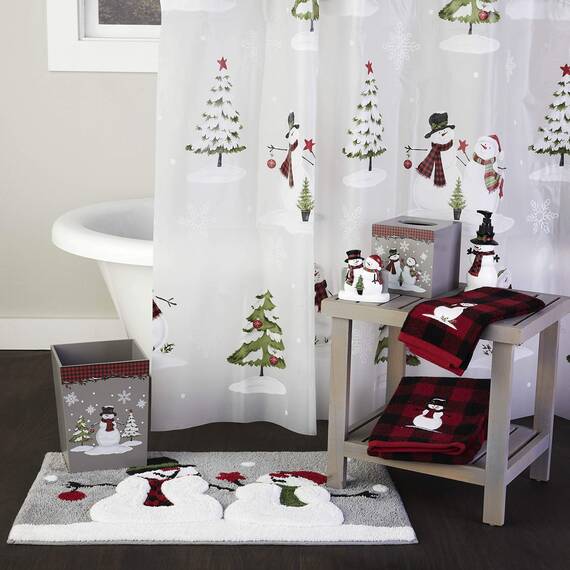 SKL Home Woodland Winter Abfalleimer, Holz, Rot/Ausflug, einfarbig (Getaway Solids), Wastebasket