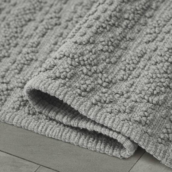 French Connection Nellore Fringe Bath Rug, 17 in. x 24 in, Medium Grey