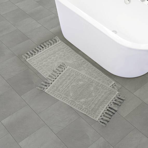 French Connection 2-teiliges Badematten-Set, 43,2 x 61/50,8 x 86,4 cm, Mittelgrau