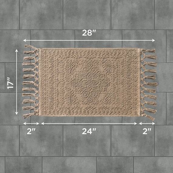 French Connection Nellore Fringe Bath Rug, 17 in. x 24 in, Grey