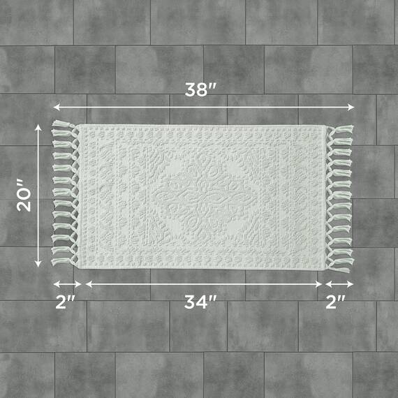 French Connection Nellore Badezimmerteppiche, gewebte und perlenbesetzte Badezimmermatten, langlebige Badteppiche, Dicke Badematten für Badezimmer und Duschvorleger, 50,8 x 96,5 cm, Hellblau