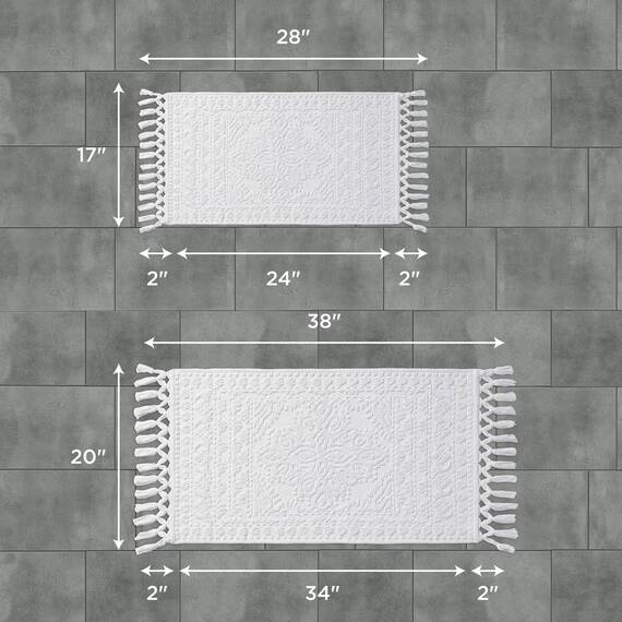 French Connection Nellore Badezimmerteppiche, 2er-Set, gewebte und perlige Badezimmermatten, langlebige Badematte, Dicke Badematten für Badezimmer und Duschvorleger, 43,2 x 71,1 cm und 50,8 x 96,5 cm