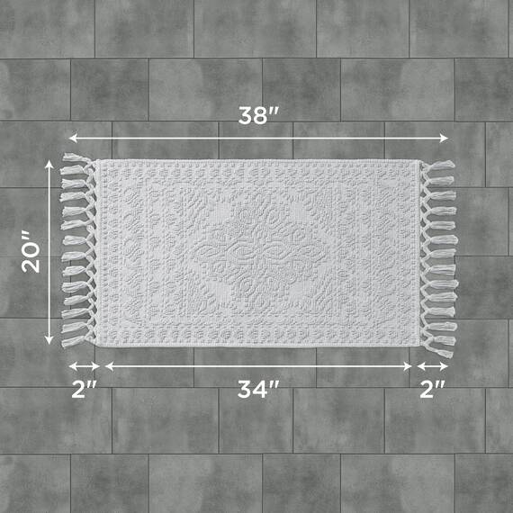 French Connection Nellore Badezimmerteppiche, gewebte und perlenbesetzte Badezimmermatten, langlebige Badteppiche, Dicke Badematten für Badezimmer und Duschvorleger, 50,8 x 96,5 cm, Hellgrau