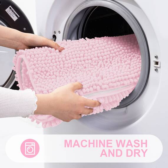 Grandaily Chenille gestreifter Badezimmerteppich, Läufer, extra dicke und saugfähige Badteppiche, rutschfester, weicher Plüsch, zotteliger Badteppich, maschinenwaschbar, Badematten für Badezimmer, 60