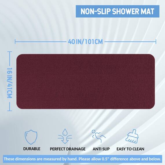 Hargiis Rutschfeste Badewannenmatte, rutschfeste Duschmatte, schnell trocknende Badewannenmatten, Fußschrubber Matte, rutschfeste Matte für Badewanne, Boden, Badezimmer, Küche, Zuhause, Hotel (Weinrot